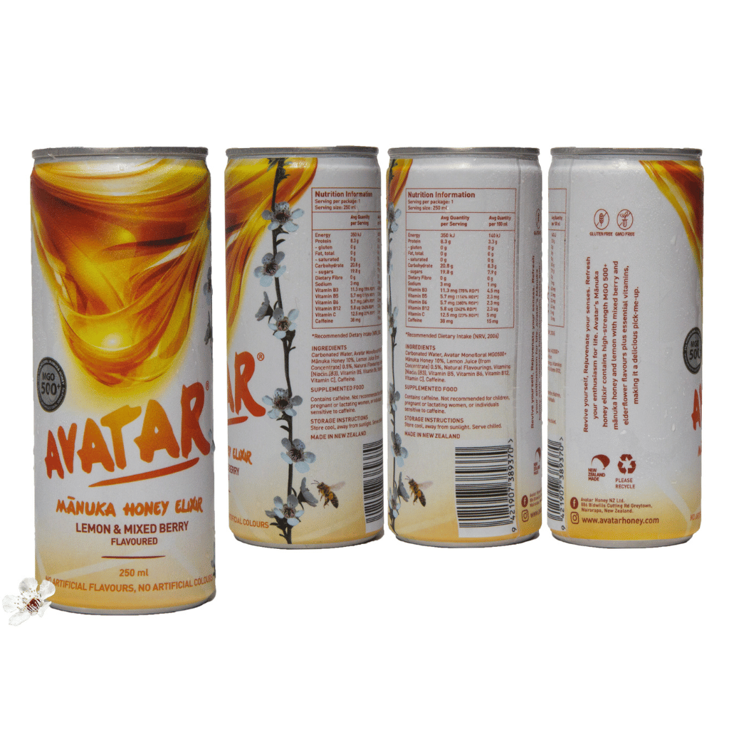 AVATAR MANUKA HONEY ELIXIR - LEMON AND MIXED BERRY FLAVOUR 250 ML, 24 COUNT CARTON