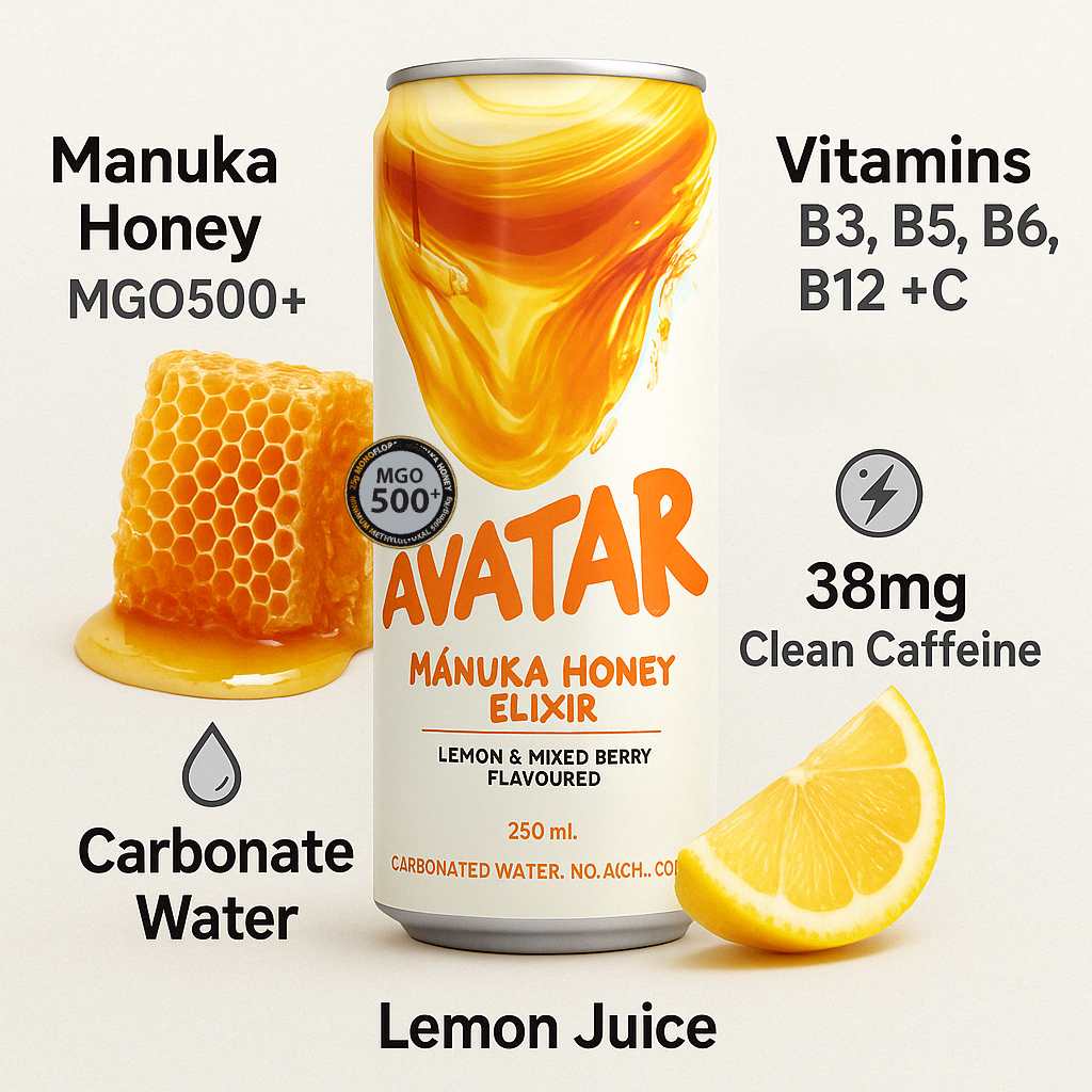 AVATAR MANUKA HONEY ELIXIR - LEMON AND MIXED BERRY FLAVOUR 250 ML 4-PACK