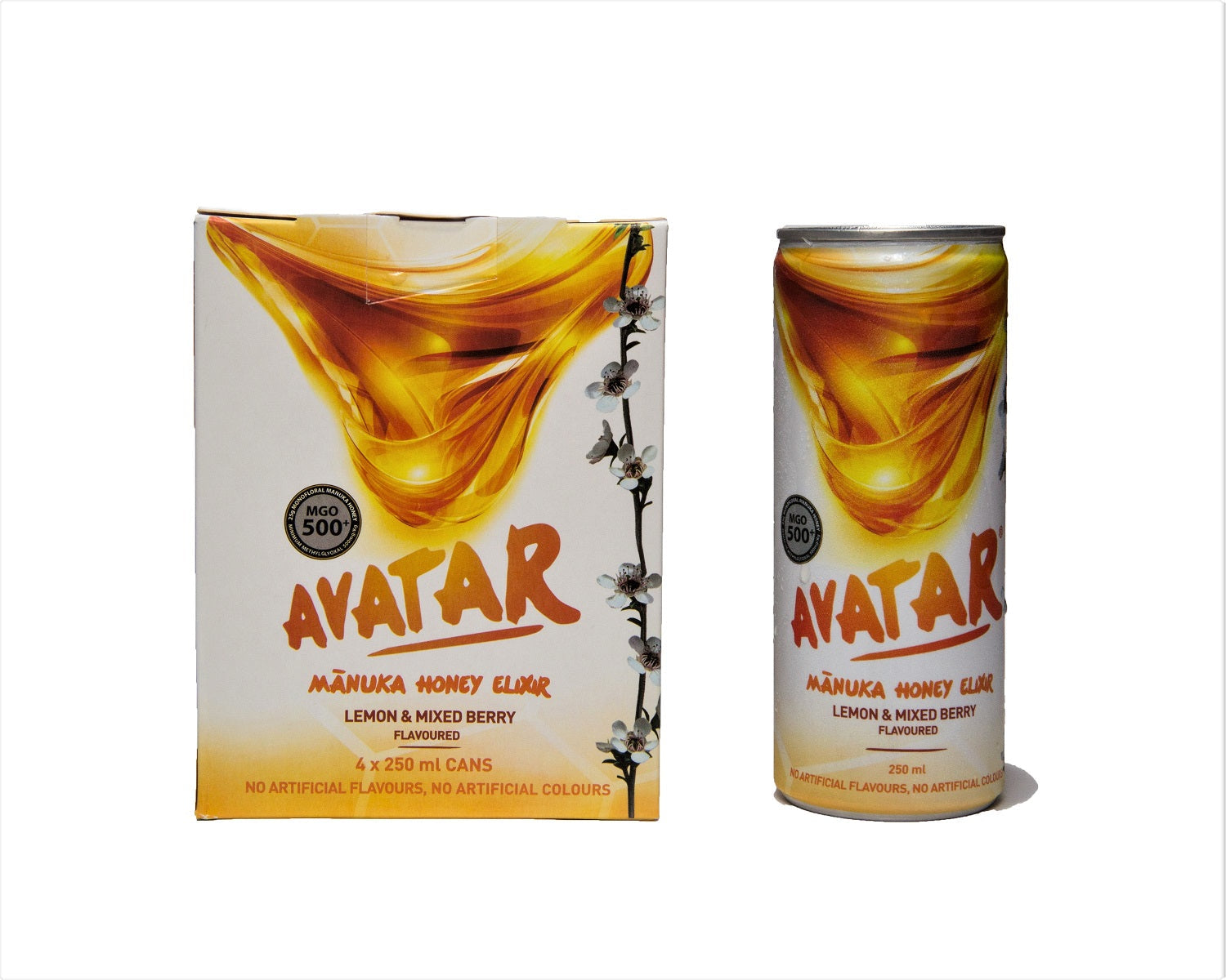 AVATAR MANUKA HONEY ELIXIR - LEMON AND MIXED BERRY FLAVOUR 250 ML, 6 X 4-PACK CARTON