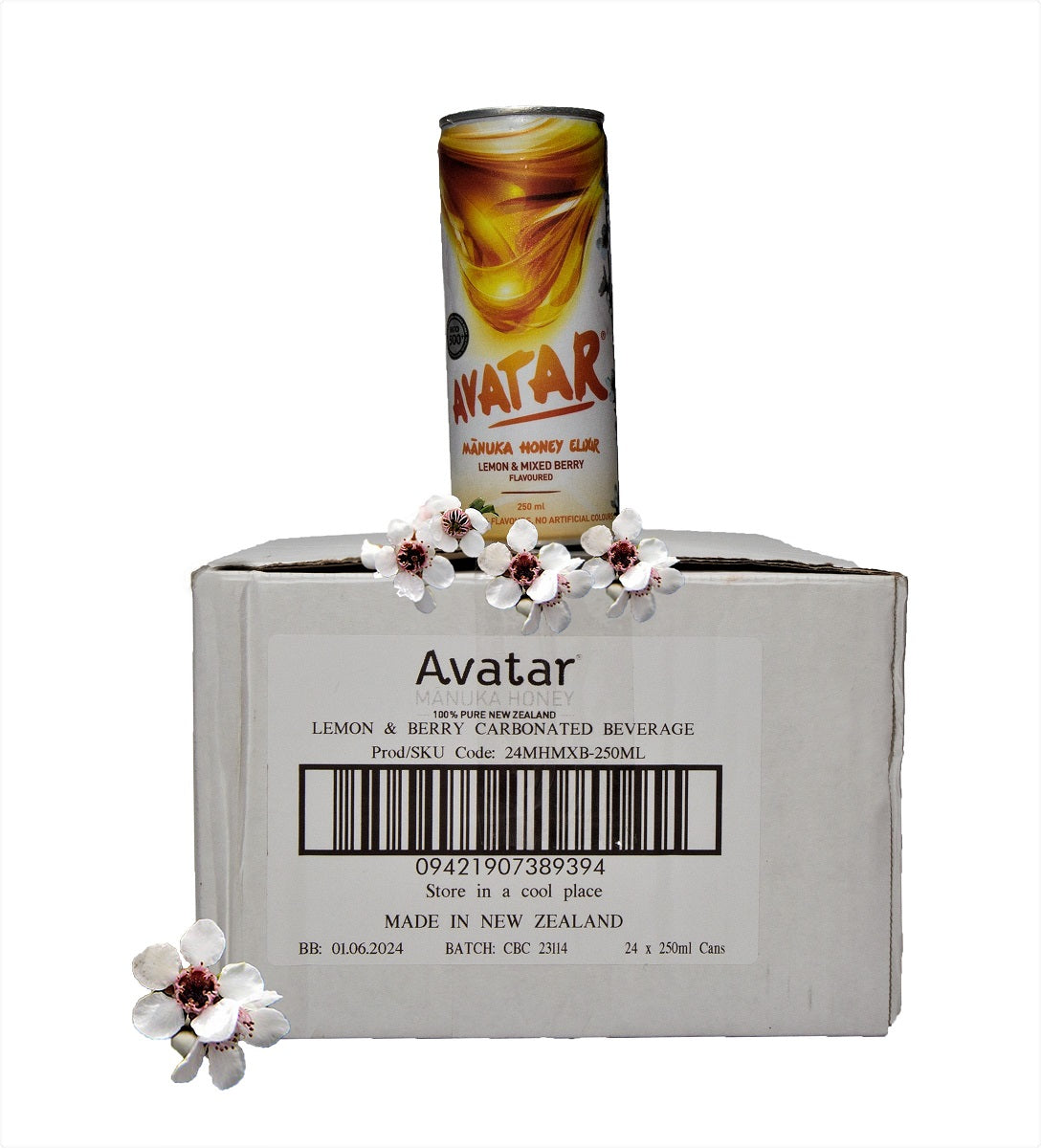 AVATAR MANUKA HONEY ELIXIR - LEMON AND MIXED BERRY FLAVOUR 250 ML, 24 COUNT CARTON