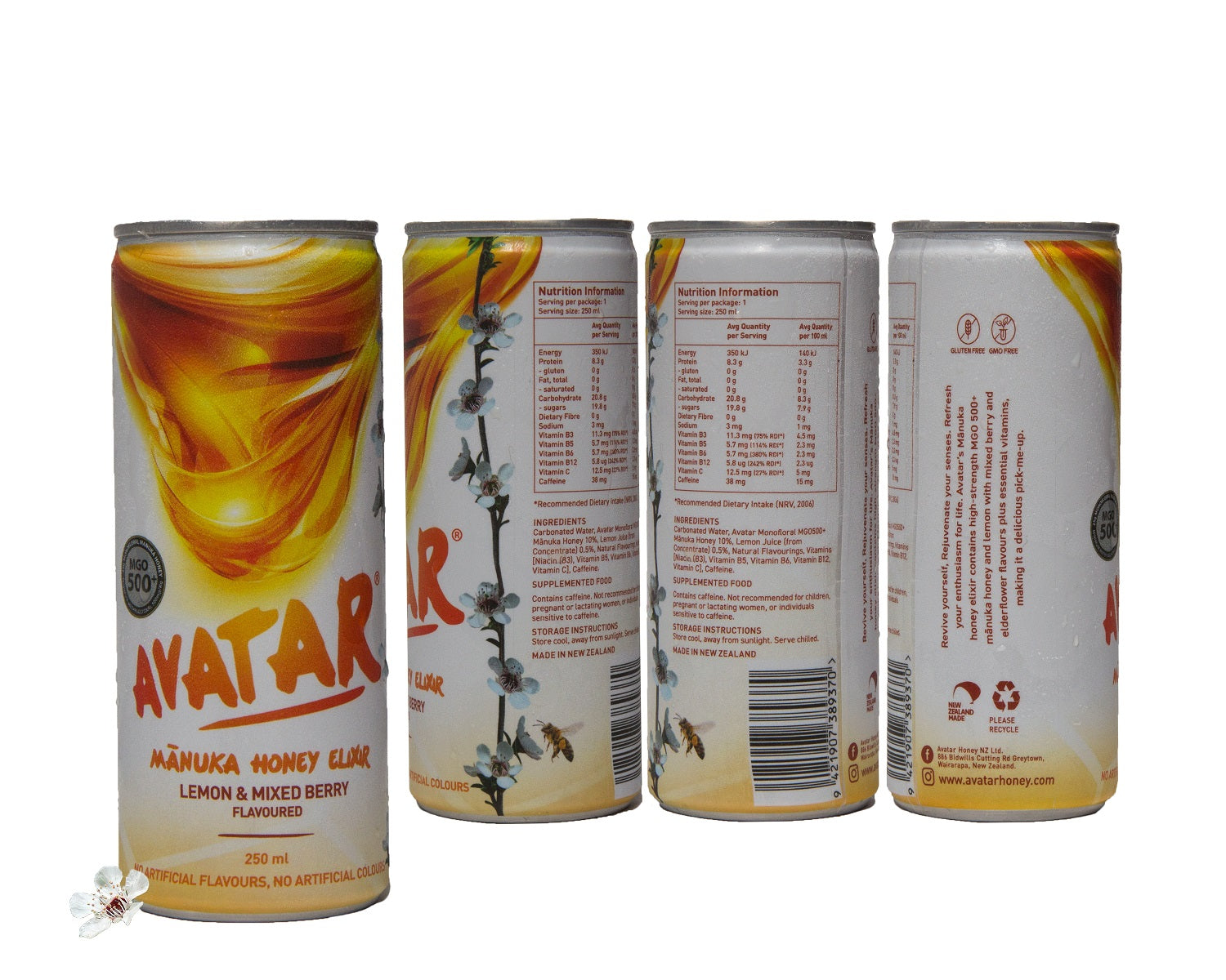 AVATAR MANUKA HONEY ELIXIR - LEMON AND MIXED BERRY FLAVOUR 250 ML, 24 COUNT CARTON