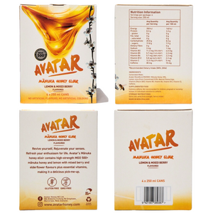 AVATAR MANUKA HONEY ELIXIR - LEMON AND MIXED BERRY FLAVOUR 250 ML 4-PACK