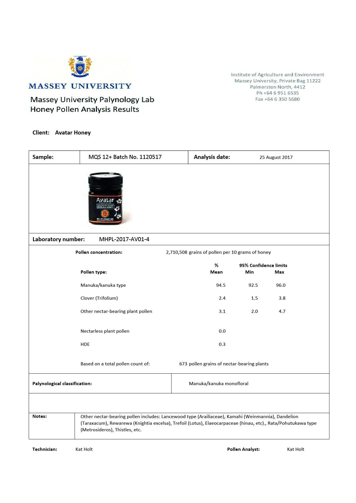 Manuka Honey 12+ Certified MGO 350 Over 70% Manuka Pollen count | 500g Jar of premium New Zealand Honey by Avatar Honey NZ Manuka Honey Avatar Honey NZ 