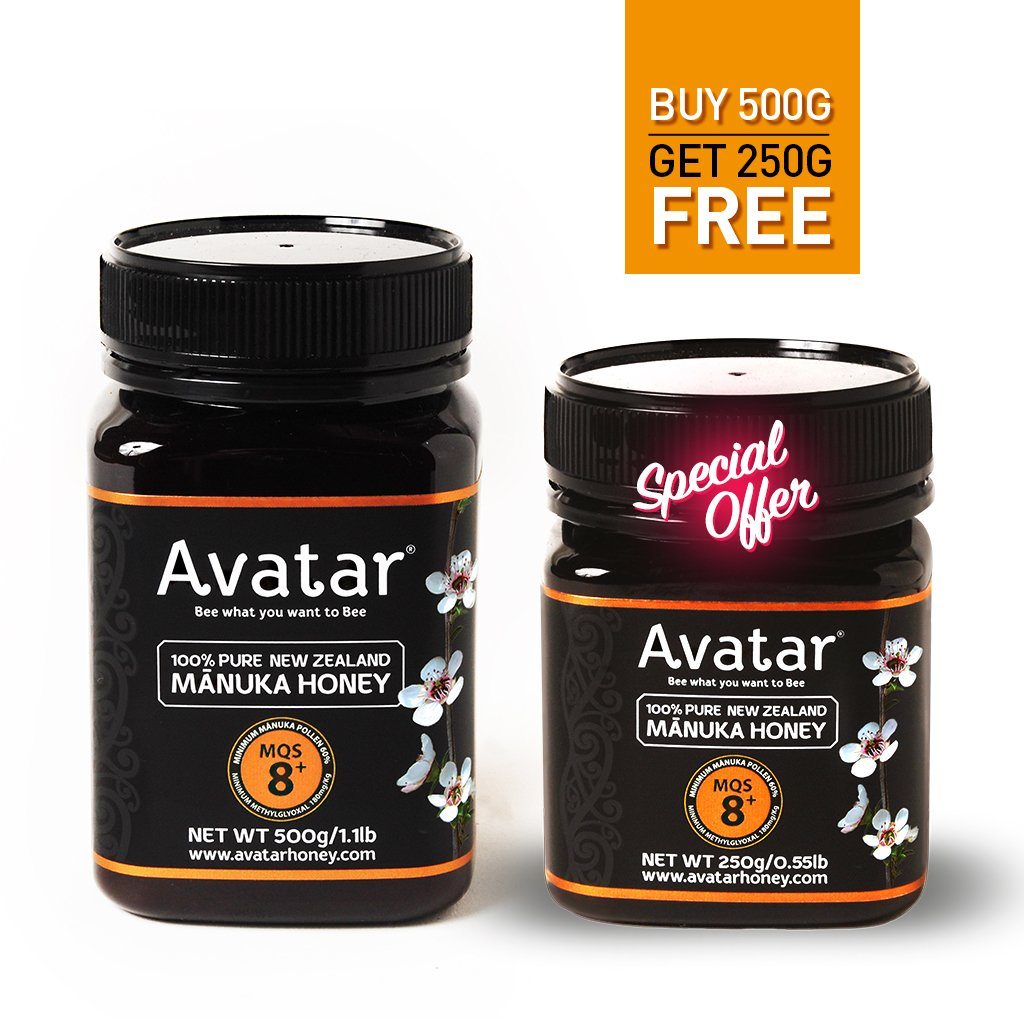 Manuka Honey 8+ 500g & 250g Free Manuka Honey Avatar Honey NZ 
