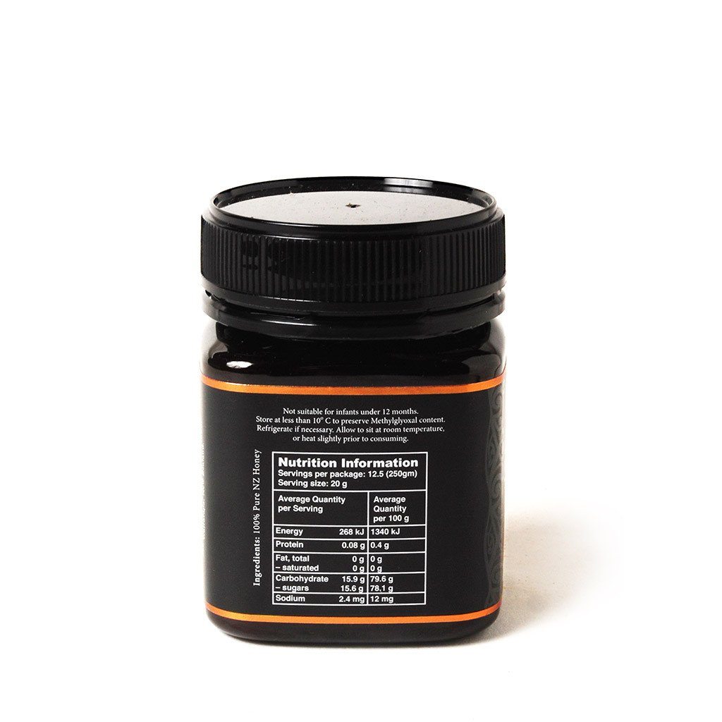 Monofloral Manuka Honey 10+ (MGO 250+) 250g. >75% manuka pollen count.