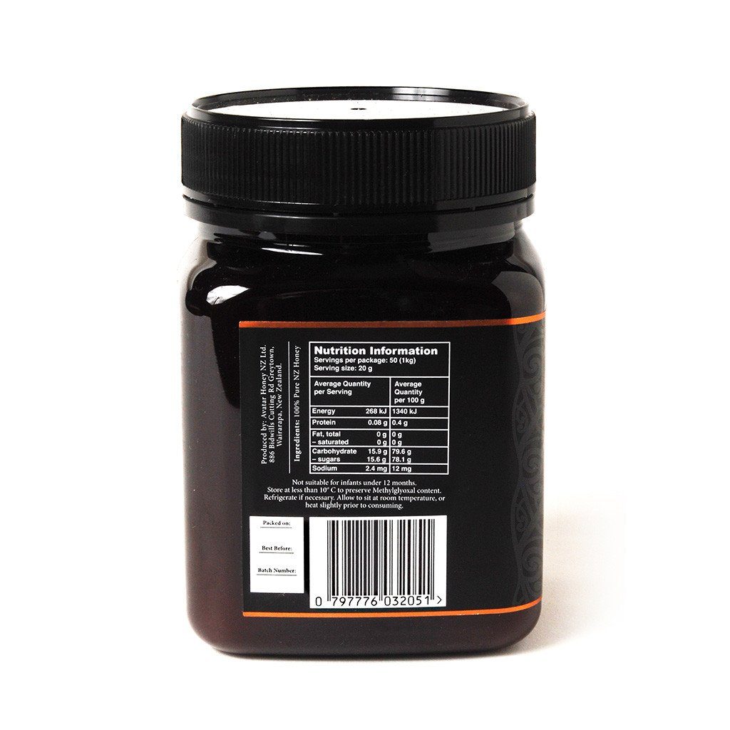 Manuka Honey MQS 5+ (MGO100+) 1kg Manuka Honey Avatar Honey NZ 
